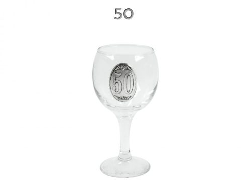 Boros pohár 50 Évszámos Fémcímkés