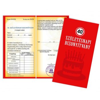   40. Születésnapi bizonyítvány - 40. Születésnapi ajándék