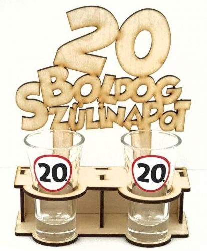 Pálinkás Pohár Szett - Boldog 20. Szülinapot 2db 5cl