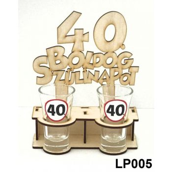 Pálinkás Pohár Szett - Boldog 40. Szülinapot 2db 5cl