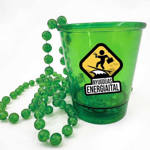 Nyugdíjas Energiaital - Zöld színű - Nyakba Akasztható Felespohár, LED világítással - Vicces Nyugdíjas Ajándék - Party Pohár - Party Kellék