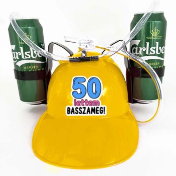   50 lettem basszameg - SÁRGA - Sörsisak - Ajándék 50. Szülinapra - Party Kellék, Party Kiegészítő