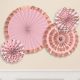 Függő dekoráció szett - Elegáns Rózsaarany - Arany - Pink Legyezők - 4 db-os