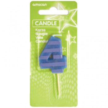 Szülinapi számgyertya - 4-es - Csíkos-Pöttyös