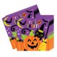 Szalvéta - Vidám Boszorkány és Tökfej Mintás - Halloween - 33 cm x 33 cm, 16 db-os