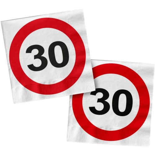 30-as Sebességkorlátozó Szülinapi Parti Szalvéta - 33 cm, 20 db-os
