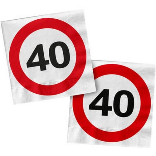 40-es Sebességkorlátozó Szülinapi Parti Szalvéta - 33 cm, 20 db-os