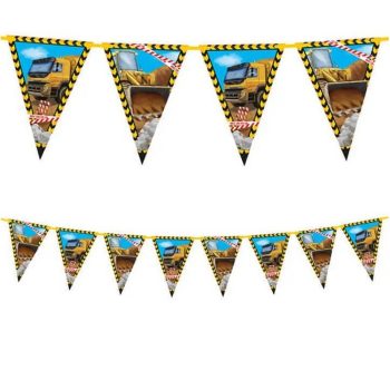   Zászlófüzér - Buldózer és Dömper - Teherautó Mintás Papír Parti - 230 cm