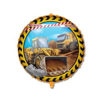   Buldózer és Dömper - Teherautó Mintás Fólia Lufi, 46 cm