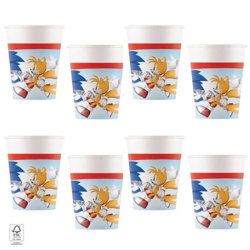 Parti Pohár - Sonic Sega - Sündisznó Papír - 200 ml, 8 db-os