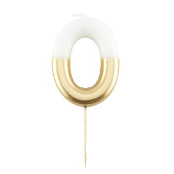 Szülinapi Gyertya - 0-ás Fehér Arany Színű