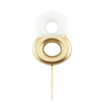 Szülinapi Gyertya - 8-as Fehér Arany Színű