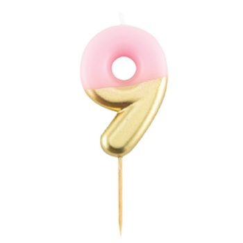 Szülinapi Gyertya - 9-es Pink Arany Színű