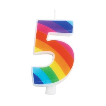 Szülinapi Számgyertya 5-ös Szivárvány Színű