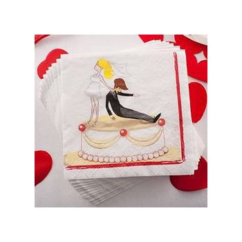   Szalvéta Lánybúcsúra - Vicces Esküvői Mintával, 20 db, 33 cm x 33 cm