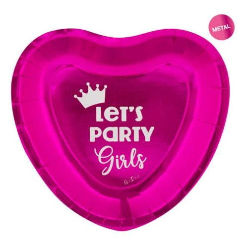Parti Tányér Lánybúcsúra - Let's Party Girls Mintával - Pink, 8 db-os