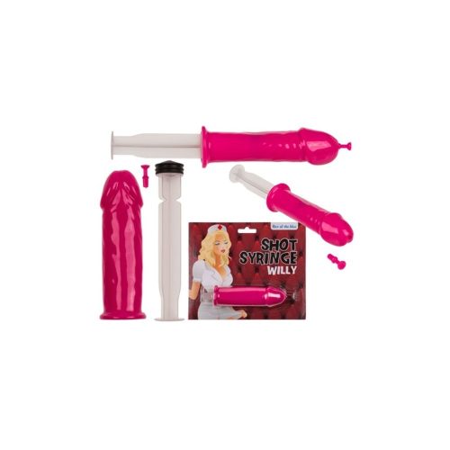 Műanyag Injekciós Fecskendő Lánybúcsúra, 14 Cm-Es Pink Színű, Fütyi Alakú