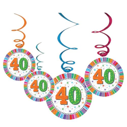 Színes Parti Függő Dekoráció - Szülinapi 40.