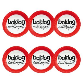   Sebességkorlátozó Szülinapi Parti Tányér - Boldog Szülinapot  - 23 cm, 6 db-os