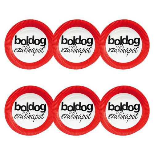 Sebességkorlátozó Szülinapi Parti Tányér - Boldog Szülinapot  - 23 cm, 6 db-os