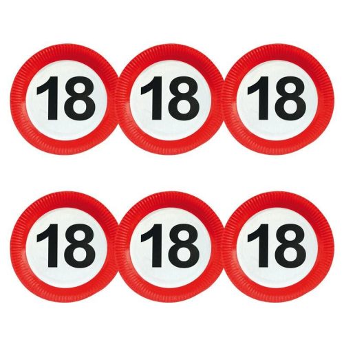 Sebességkorlátozó Szülinapi Parti Tányér 18. - 23 cm, 6 db-os