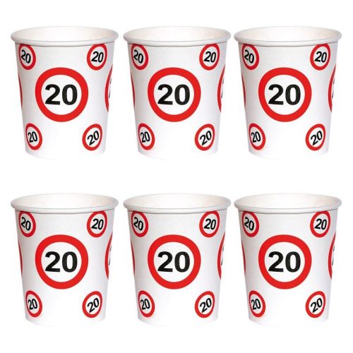 Sebességkorlátozó Számos Szülinapi Papír Parti Pohár 20. - 250 ml, 6 db-os