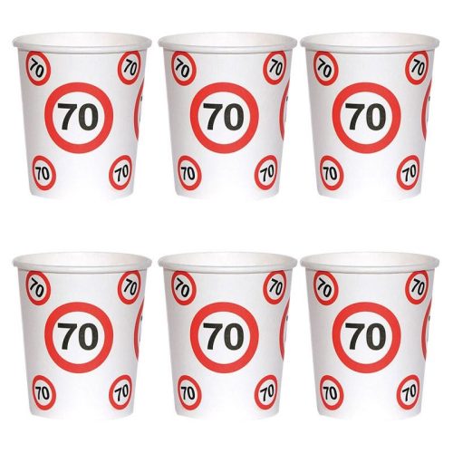 Sebességkorlátozó Számos Szülinapi Papír Parti Pohár 70. - 250 ml, 6 db-os