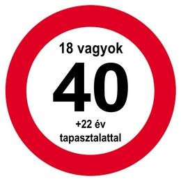 Sebességkorlátozó Szülinapi Tábla - Nem vagyok 40... - 40 cm