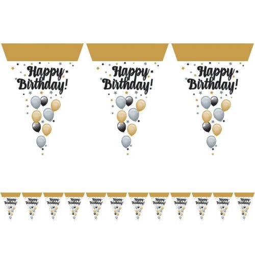 Elegáns Szülinapi Zászlófüzér - Happy Birthday! - 5 m