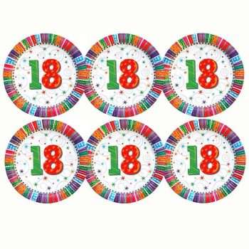 Papír tányér - Szülinapi Radiant - 18. - 6 db-os