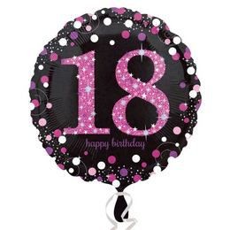 Fólia Lufi - 18-as Happy Birthday fekete-pink-lila - 45 cm