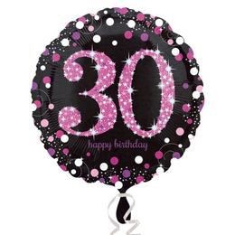 Fólia Lufi - 30-as Happy Birthday fekete-pink-lila - 45 cm
