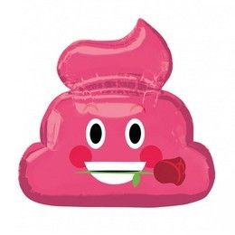 Fólia Lufi - Szerelmes Pink Poo Emoji - 63cm