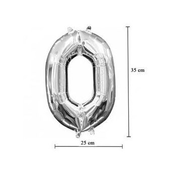 Levegős Ezüst 0-ás Fólia Szám Lufi, 35 cm