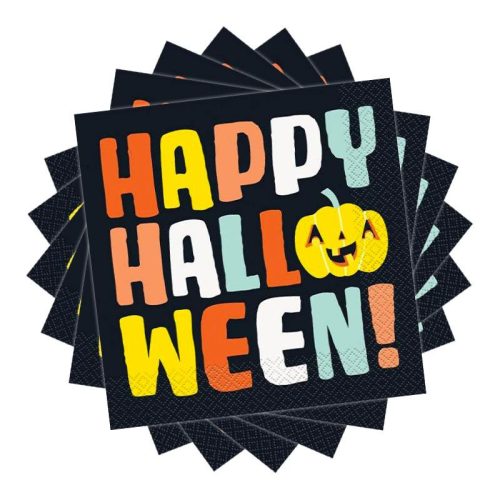 Színes Happy Halloween Parti Fekete Szalvéta