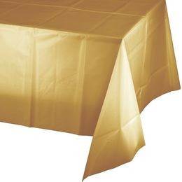 Parti Asztalterítő - Fényes Metál Arany Műanyag  - 137 cm x 274 cm