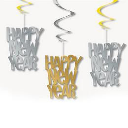 Függő dekoráció - Szilveszteri Happy New Year - 3 db