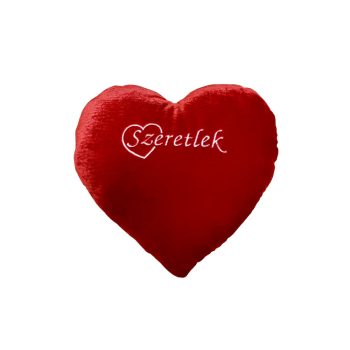   Párna - Piros Szív Alakú Bársony Szeretlek Felirattal 35 Cm-Es
