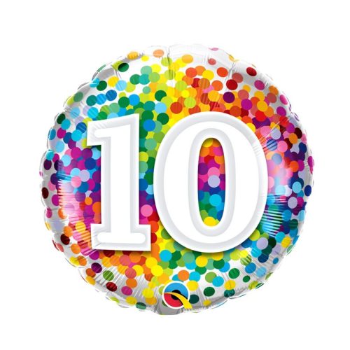10 Rainbow Confetti Szülinapi Fólia Lufi