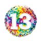13 Rainbow Confetti Szülinapi Fólia Lufi