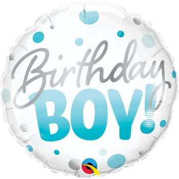 Fólia Lufi - Birthday Boy Blue Dots Szülinapi - 46cm