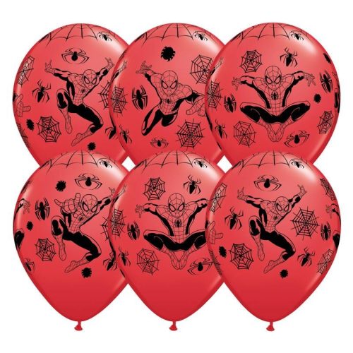 Pókember - Spiderman Piros Lufi - 6db/csomag - 28 cm
