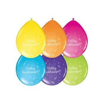   Gumi Lufi - levegővel fújható - Színes Boldog Szülinapot - 28 cm - 6db/csomag