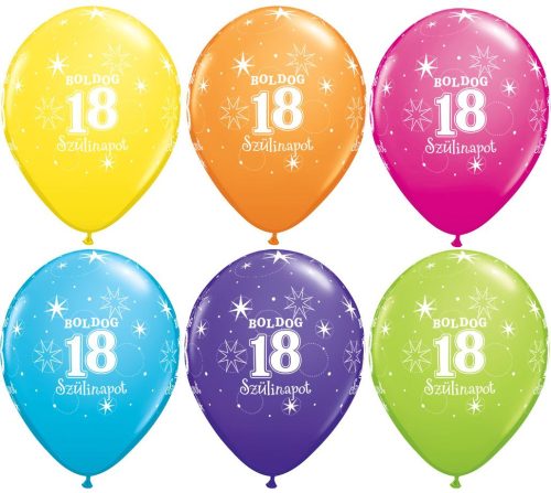Gumi Lufi - Csomag - 18. Szülinapi Szikrázó-Csillag Mintás Vegyes Színű - 6 db-os, 28 cm