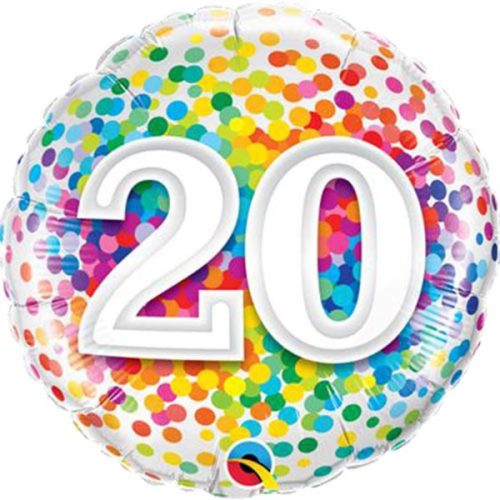20 Rainbow Confetti Szülinapi Fólia Lufi