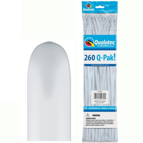 Modellező Lufi - Fehér Q-Pak - Normál, 50 db