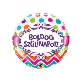 Fólia Lufi - Boldog Szülinapot színes pöttyös - 46cm