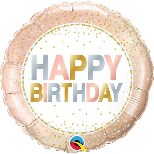 Fólia Lufi - Szülinapi - Arany Pöttyös Elegáns Happy Birthday - 46 cm