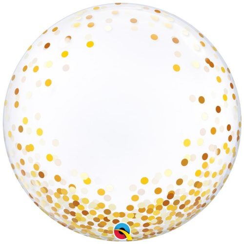 Buborék Lufi - Deco - Arany Konfetti Pöttyös Mintás - 56cm