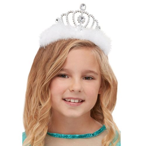 Hercegnő Tiara Kövekkel - Fehér Tollas